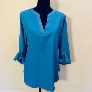 Dearcase XXL roll sleeves v neck cotton bl…